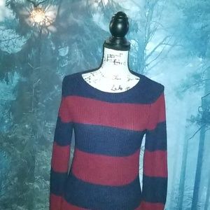 Joe Fresh NEW XS Goth 90s RedBlack Stripe Sweater